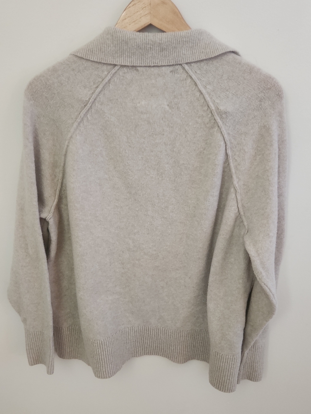 Aerie UnREAL Polo Sweater Neutral Beige Collared V-Neck Small - Picture 8 of 8